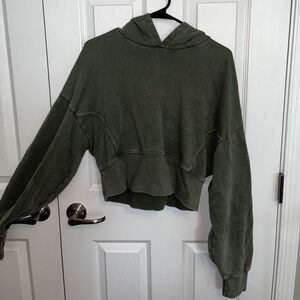 Aerie Olive Green Cropped Hoodie